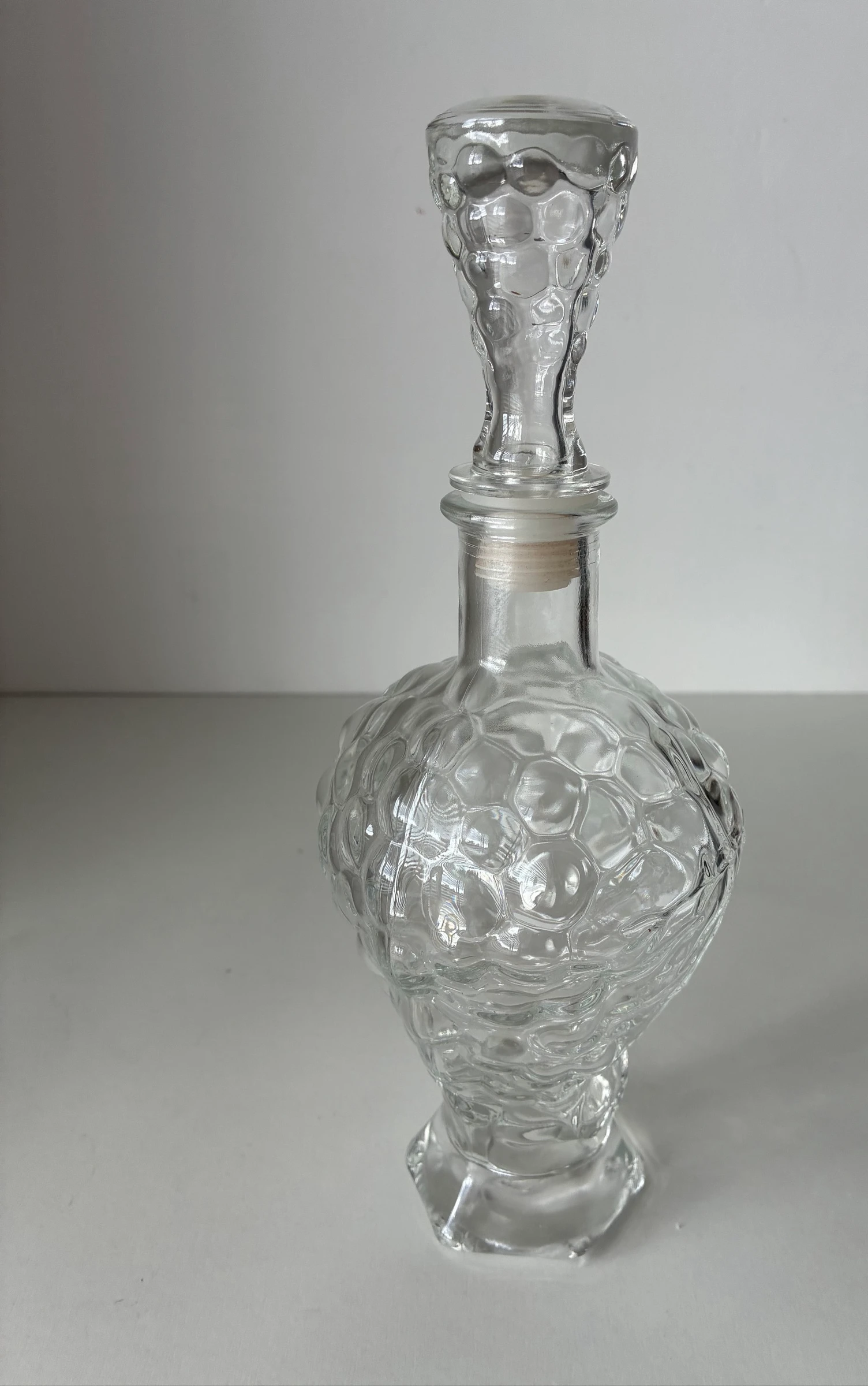 Vintage glass carafe grape pattern 1970s with original stopper – photo 2